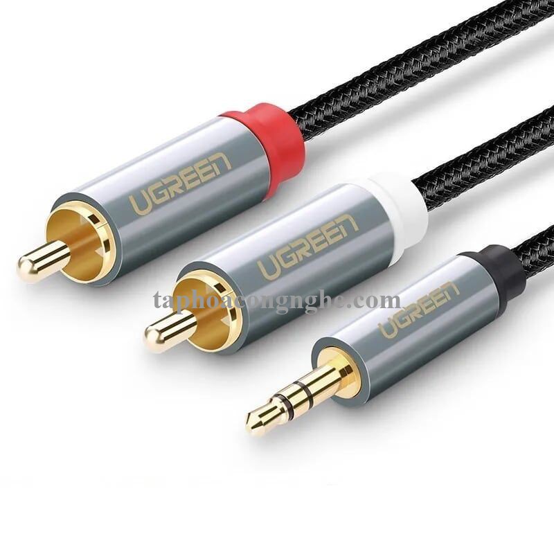 Ugreen 40845 5M màu Đen Cáp âm thanh 2 đầu Bông sen sang 3.5mm Dương đầu bọc nhôm mạ vàng AV135 30040845